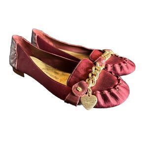 Juicy Couture Red Loafers Vintage Y2K Velvet 7.5‎ old money